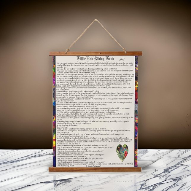 Little Red Riding Hood Read Story | Wandteppich Mit Holzrahmen (Von Creator hochgeladen)