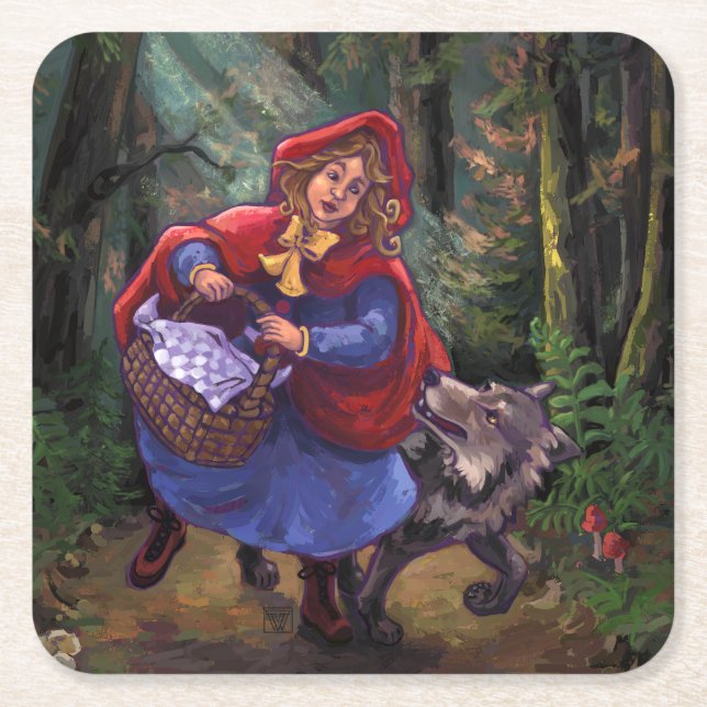 Little Red Riding Hood Rechteckiger Pappuntersetzer (Vorderseite)