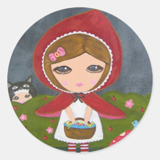 Little Red Riding Hood Runder Aufkleber