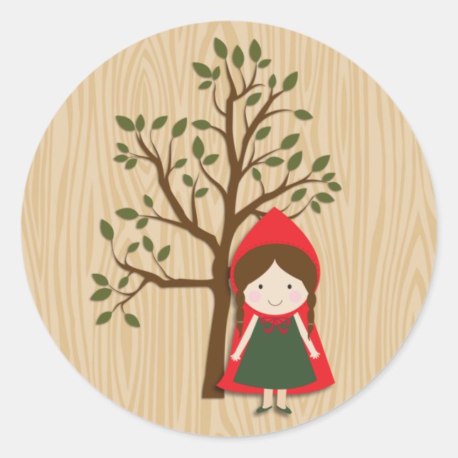 Little Red Riding Hood Runder Aufkleber (Vorderseite)