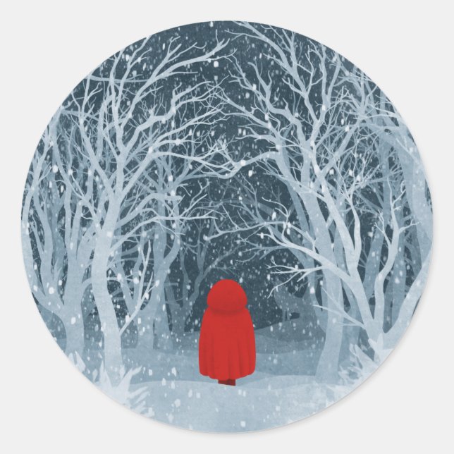 Little Red Riding Hood Runder Aufkleber (Vorderseite)