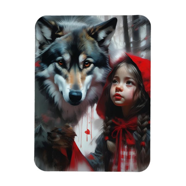 Little Red Riding Hood und Wolf Magnet (Vertikal)