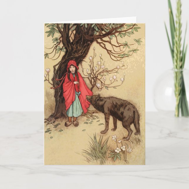 Little Red Riding Hood Vintag Fairy Tale Karte (Vorderseite)