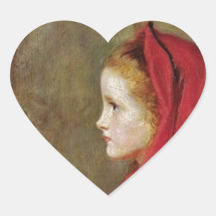 Little Red Riding Hood von John Everett Millais Herz-Aufkleber