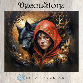 Little Red Riding Hood with the Wolf Decoupage Seidenpapier
