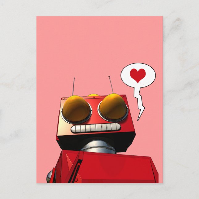 Little Red Robot Liebe Postcard Postkarte (Vorderseite)