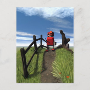 Little Red Robot Postcard Postkarte