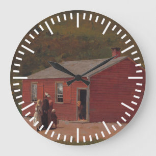 Little Red School Cabbin von Winslow Homer Große Wanduhr
