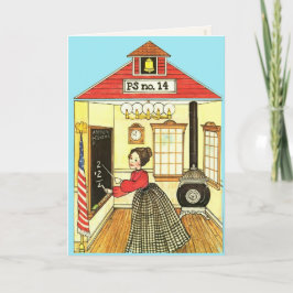 Little Red Schoolhouse Reproduction Gingham Doll Karte