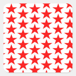 Little Red Stars Pattern Quadratischer Aufkleber