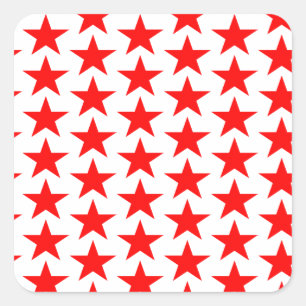 Little Red Stars Pattern Quadratischer Aufkleber
