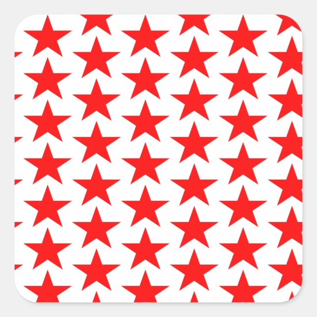 Little Red Stars Pattern Quadratischer Aufkleber (Vorderseite)