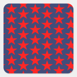 Little Red Stars Pattern Quadratischer Aufkleber