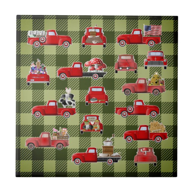 Little Red Truck Country Fliese (Vorderseite)