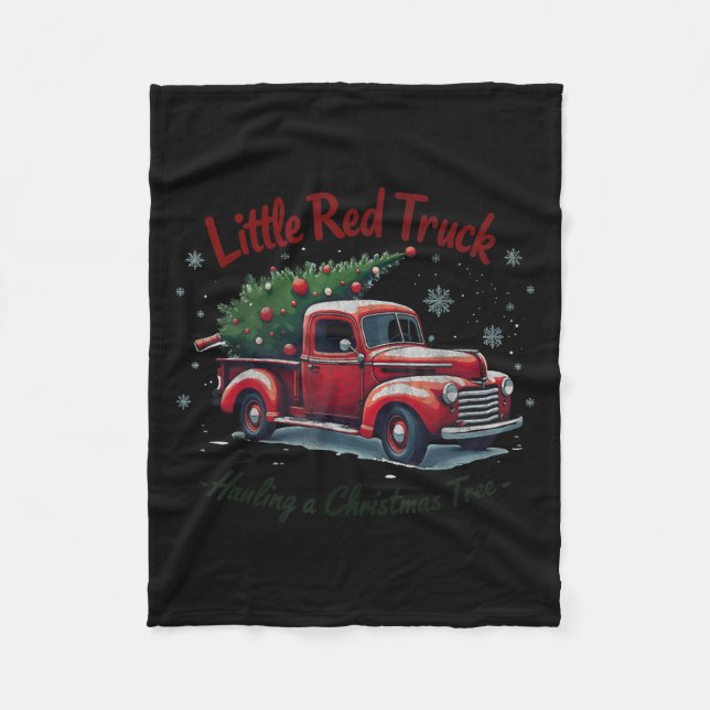 Little Red Truck Hauling A Christmas Tree Family M Fleecedecke (Vorderseite)