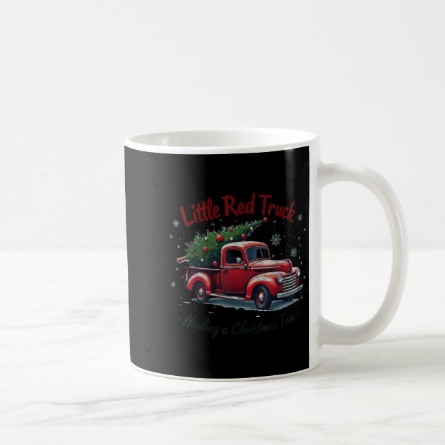 Little Red Truck Hauling A Christmas Tree Family M Kaffeetasse (Rechts)