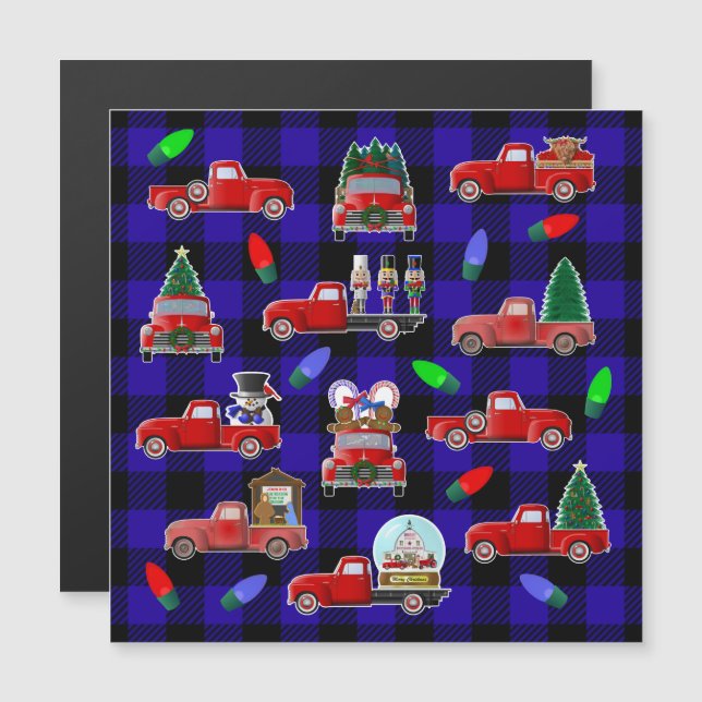 Little Red Truck Weihnachtsmagnet Magneteinladung (Vorne/Hinten)