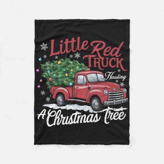 Little Red Trucks Hauling Santa Christmas Tree Par Fleecedecke (Vorderseite)