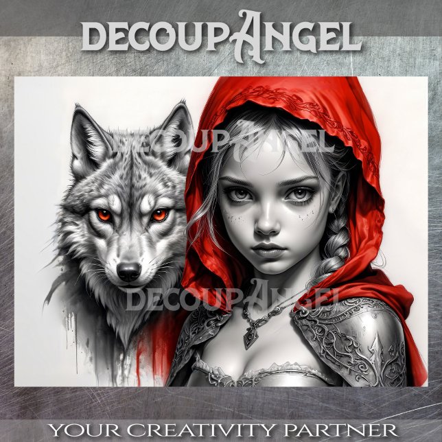 Little Red und Wolf #1 Decoupage Seidenpapier (Von Creator hochgeladen)