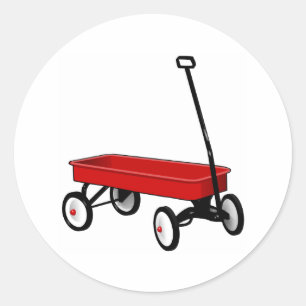 Little Red Wagon Runder Aufkleber