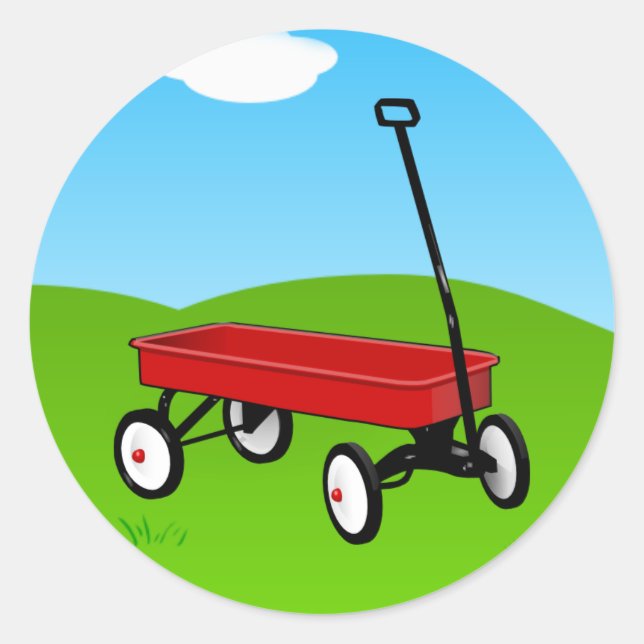 Little Red Wagon Runder Aufkleber (Vorderseite)