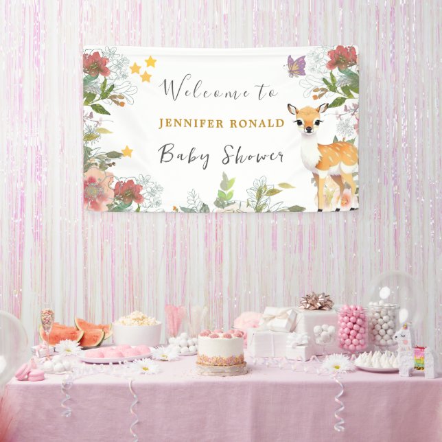 Little Reh, Big Joy Pink Blume Kinderdusche Thema Banner (Party)