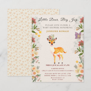 Little Reh, Big Joy Pink Blume Kinderdusche Thema Einladung