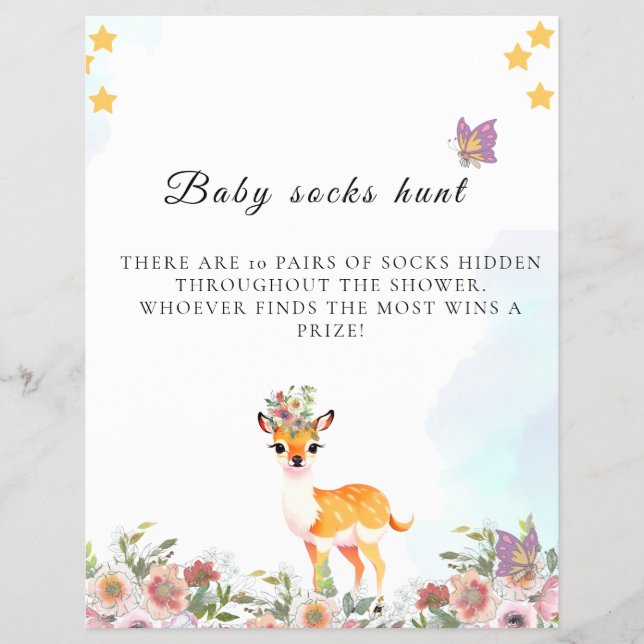 Little Reh, Big Joy Pink Blume Kinderdusche Thema Flyer (Vorne)