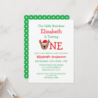 Little Reindeer Christmas 1. Geburtstag Einladung