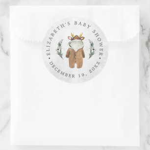 Little Reindeer   Christmas Baby Dusche Gefallen Runder Aufkleber