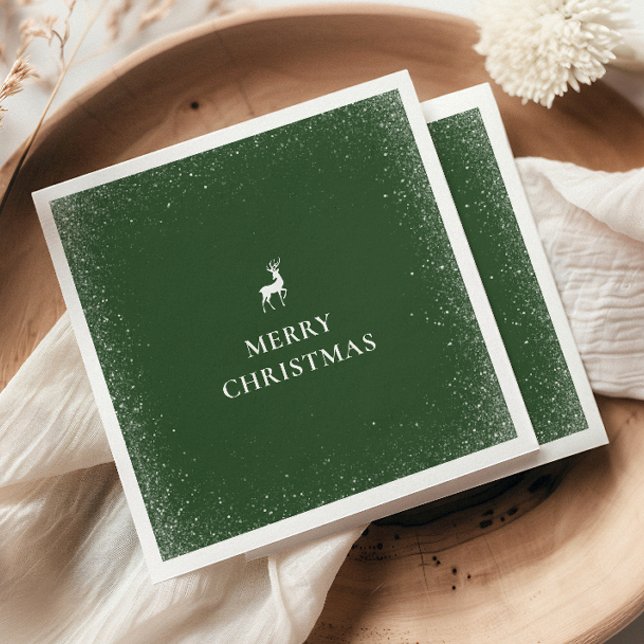 Little Reindeer Simple Snowflakes Weihnachtswald Serviette (Von Creator hochgeladen)