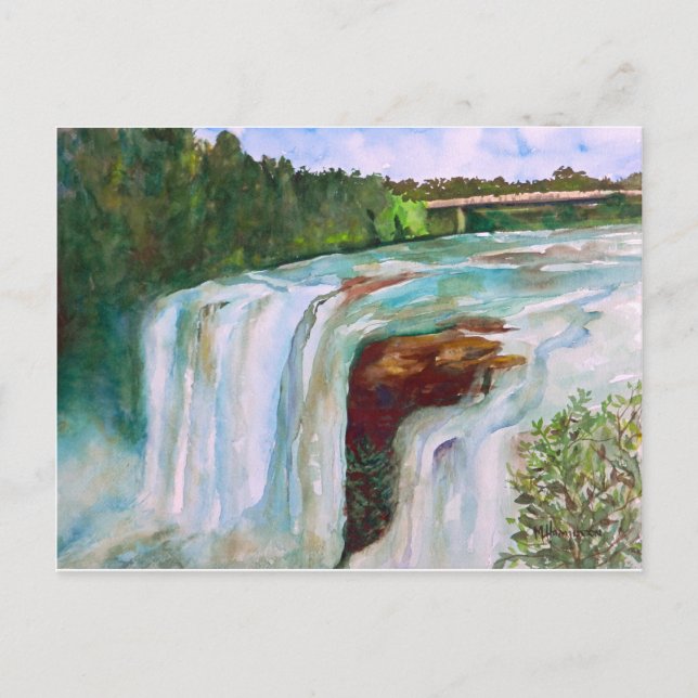 Little River Falls handgemalte Wasserfarbe Postkarte (Vorderseite)