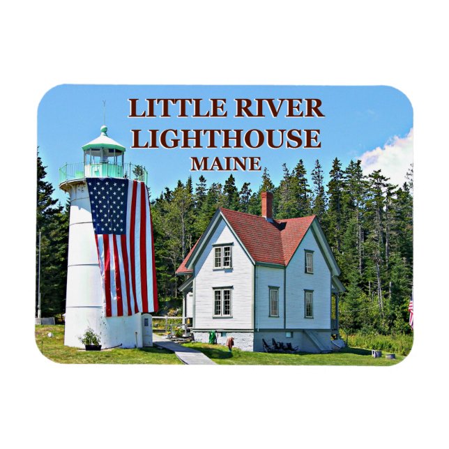 Little River Lighthouse, Cutler Maine Foto Magnet (Horizontal)
