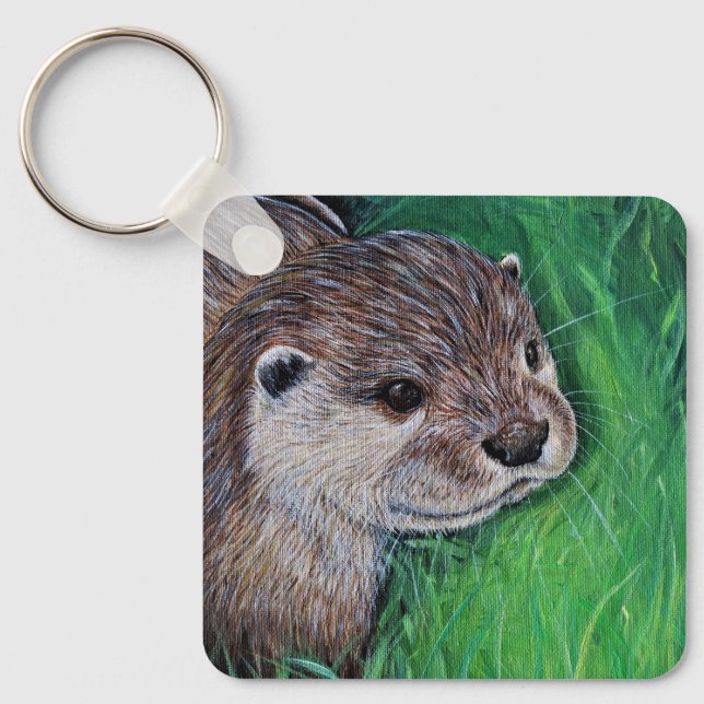 Little River Otter Painting Schlüsselanhänger (Vorderseite)