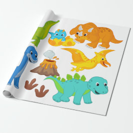 Little Roars Watercolor Baby Dinosaur Geschenkpapier