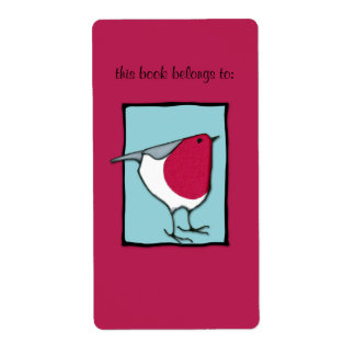 Little Robin Blue Buchzeichen Label