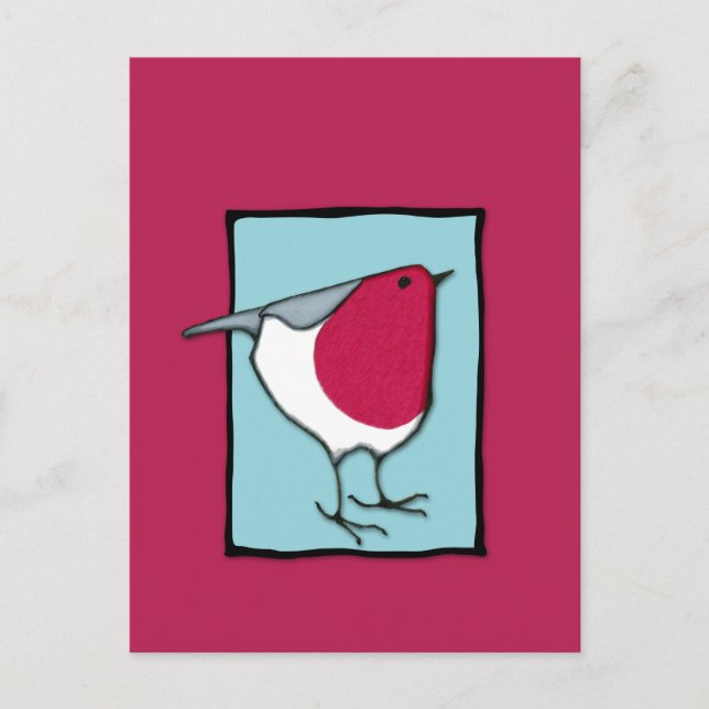 Little Robin Blue Postcard Postkarte (Vorderseite)