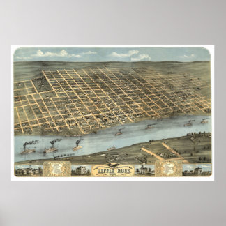 Little Rock, AR 1871 Panoramaaussicht auf Vögel Au Poster