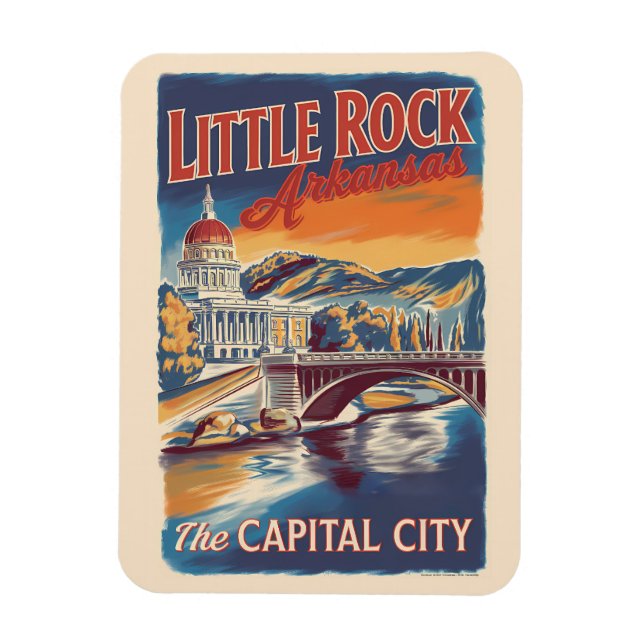 Little Rock Arkansas Painterly Travel Art Vintag Magnet (Vertikal)