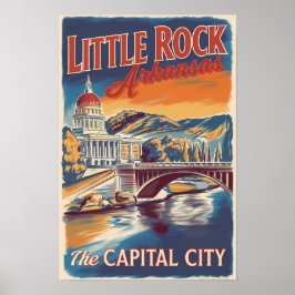 Little Rock Arkansas Painterly Travel Art Vintag Poster