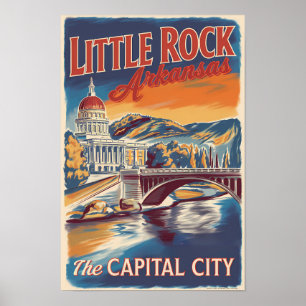 Little Rock Arkansas Painterly Travel Art Vintag Poster