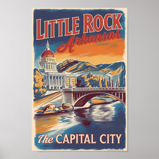 Little Rock Arkansas Painterly Travel Art Vintag Poster (Vorne)