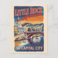 Little Rock Arkansas Painterly Travel Art Vintag