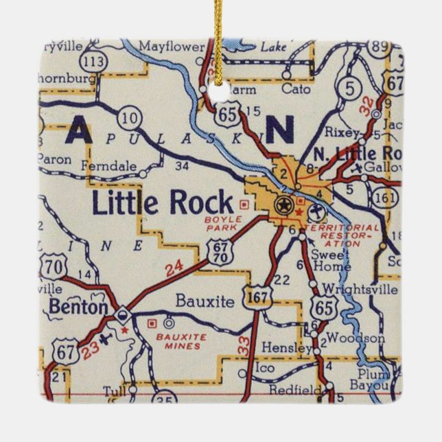 Little Rock Vintag Map Keramikornament (Rückseite)
