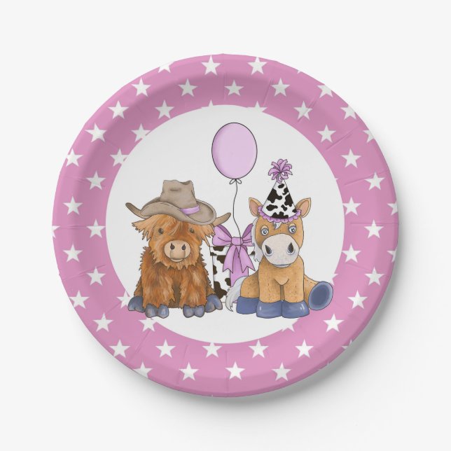 Little Rodeo Birthday Party Tellers - Girl Pappteller (Vorderseite)