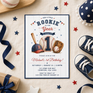 Little Rookie 1. Geburtstag Baseball Einladung