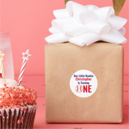 Little Rookie Baseball 1. Geburtstag Runder Aufkleber