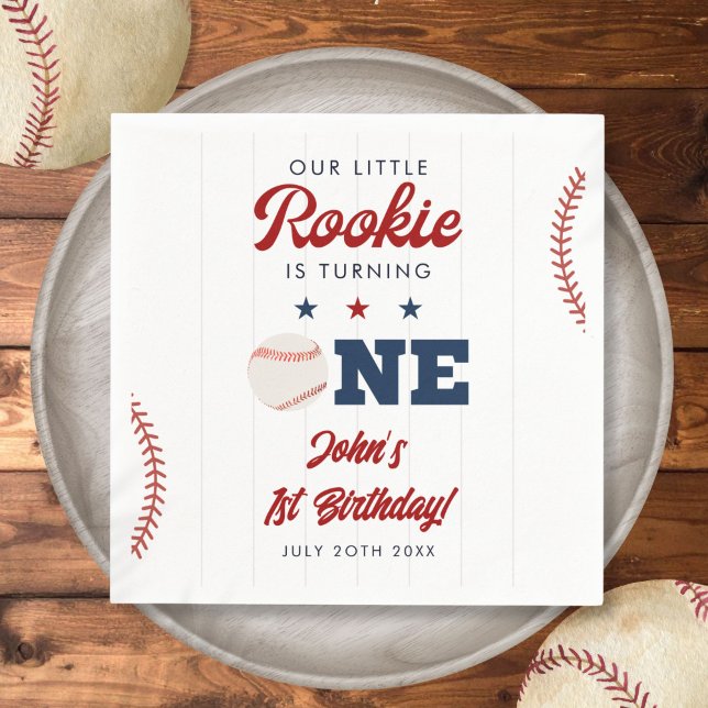 Little Rookie Baseball 1st Birthday Serviette (Little Rookie Baseball 1st Birthday Napkins)