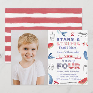 Little Rookie Baseball 4. Geburtstag Party Einladung