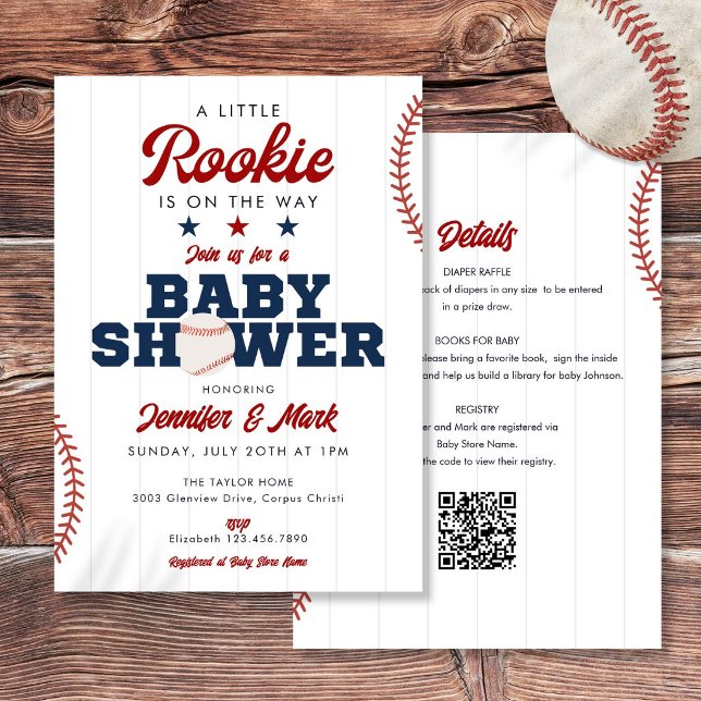 Little Rookie Baseball All In One Baby Shower Einladung (Little Rookie Baseball All In One Baby Shower Invitation)